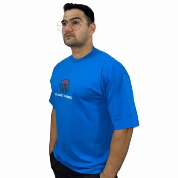 Ghosted Oversized Tee With Striking Back Logo (Blue)