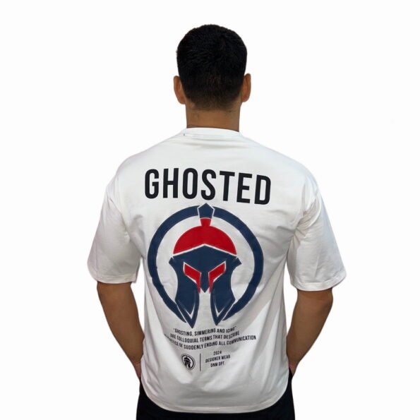 Ghosted Oversized Tee With Striking Back Logo (White)
