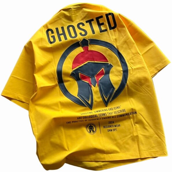 Ghosted Oversized Tee With Striking Back Logo (Yellow)